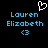 Pixelated blue text 'Lauren Elizabeth' with a heart symbol above and '<3' below on black background.