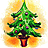 Pixelated green Christmas tree with colorful ornaments on white background, surrounded by orange-yellow gradient; red with green text reading 'I LOVE', 'TWO THINGS', 'IN LIFE', 'XMAS', 'AND', 'YOU' in blocky font