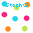 Pixelated icon with blue text 'Steph<3' over scattered colored circles on white background, partially cropped gray area on right.