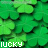 Animated green clover pattern with 'LUCKY' text in white and green pixelated fonts at the bottom.