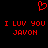 Red pixelated text and heart symbol on black background, repeated twice side-by-side.
