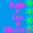 Blue background with pink text and green star shapes arranged in two vertical , each containing identical text and star patterns