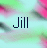 Pixelated text 'Jill' in dark blue on a pastel gradient background with green, pink, and light blue hues.