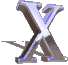 Nine identical metallic X-shaped icons arranged in a on gray background, each with blue highlights and brown shadows