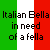 Pixelated text on an Italian flag background with 'Italian Bella' highlighted in yellow.