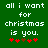 Green background with white pixelated text reading 'all i want for christmas is you.' and five red and brown pixelated stars below.