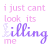Animated contact sheet of a 3x3 grid showing nine frames of an animated text-based buddy icon with pink and purple lettering repeating "i just cant look its killing me" on a transparent background.