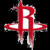 Red stylized 'R' symbol with white negative space on black background, featuring pixelated edges and subtle gray anti-aliasing.