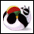 A circular icon with a white base, black circular eyes, and a rainbow-colored top section, positioned next to text reading "AnimeIM" and "com" on a black background.