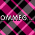 Pixelated text on a pink, black, and gray plaid background with partial white text reading "OMMFG... I just. I just had a nightmare was blond =]".