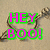 Animated sequence of three text messages over a heart-shaped key on sand background, each with pink letters and green outlines.