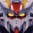 A pixelated contact sheet showing two frames of an animated Gundam Seed buddy icon with a mechanical face on the left and text on the right against black background.