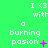 Green background with white text reading 'I <3 with a burning pasion' and varying pink symbols above the word 'pasion'.