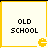 Four identical display 'OLD SCHOOL' text with yellow Pac-Man icons in the bottom-right corner, each bordered by thick yellow lines on a light background