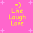 =) Live Laugh Love text on pink background with white stars; four identical copies arranged in a