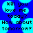 Blue background with light blue circular shapes and black pixelated text reading "Will you love me today? How about tomorrow?" in two identical side-by-side arrangements.