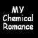 A static contact sheet of a My Chemical Romance-themed buddy icon featuring text and a portrait on a black background with gray transparency.