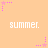 A static image with a peach background featuring repeated white 'summer.' text and pink star-shaped pixel art elements.