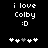 Pixelated text and heart symbols on black background with animated heart sequence.