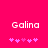 Pixelated text 'Galina' in white on bright pink background with five pink asterisks below, two variations of asterisk arrangement visible.