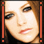 Pixelated close-up of a person's face with brown hair, blue eyes, and red lips, framed by vertical bars on both sides.