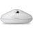 Pixelated white rounded object with a small black square on its upper right surface, set against a solid light gray background.