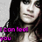 six showing a person with long dark hair against a light gray background, each containing distinct purple text overlays