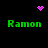 Green text 'Ramon' appears four times on a black background with pink pixelated symbols above and below.