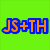 Green background with blue-outlined orange text reading "JS+TH" on left and "4EVER" on right, pixelated style.