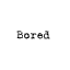 Animated contact sheet showing 19 frames of a pixelated text animation where the word 'Bored' repeatedly distorts and reforms in black monospace font on white background.