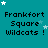 Teal background with repeated text "Frankfort Square Wildcats!" in black pixelated font, scattered white and light blue stars.