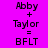 Four display 'Abby + Taylor = BFLT' text with varying background colors and font styles
