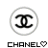 identical circular icons with interlocking 'CC' symbols, each labeled 'CHANEL' below with a small heart symbol