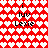 Red background with white heart pattern; black text 'i', 'luv', 'Lexie' arranged in two mirrored with heart-shaped gaps