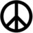 Two identical black peace symbols on white background, vertically stacked with slight vertical offset between them.