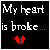 A 2x2 contact sheet of an animated AIM buddy icon featuring pixelated text and a broken heart symbol in the first frame, followed by text about glue, with a real-world image of a glue bottle in the third frame.