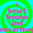 Four identical display pink text over a green and cyan spiral background with horizontal pixelated text across the middle