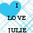 Blue heart shapes and text on a light blue background with pixelated <3 symbols