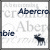 Animated sequence of Abercrombie & Fitch icons showing text variations, moose silhouettes, and heart symbols with color-coded borders.