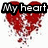 Red heart-shaped icon with pixelated fragments falling from top-left, middle-right, and bottom sections.