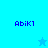 Blue pixelated text 'AbiK1' appears in four quadrants with a single star icon alternating between light and dark blue states.