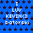 Blue background with repeating dark brown star pattern, white text "I LUV KEVIN<3 batorski" arranged in across the image