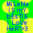 Blue pixelated text on a green and yellow gradient background with a yellow circular shape on the left side.