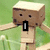 Pixelated blocky character with square head and arms stands in grassy background, text overlays change across four