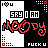 Pixel art icon with split black-and-white background displaying 'I ❤️ U', 'SRY I AM MOODY', and 'FUCK U' text in red and white.