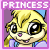 A 3x3 grid of animated AIM buddy icons featuring a cartoon hamster character with blonde hair, blue bow, and purple dress in various expressions against a pink background with "PRINCESS" text at the top of each frame.