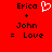 Red background with black text and a white pixelated heart symbol above the word 'Erica' on the left side.