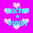 Pixelated icon with cyan text 'Rachel' and 'Dylan' over pink hearts on a bright purple background, no visible animation changes.