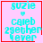 Four identical pixelated display cyan text on pink background with red borders; two show a red heart, one shows a red star, and one shows no symbol