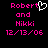 Pixelated text in bright pink on black background with a white heart symbol replacing the 'o' in Robert, repeated twice side-by-side.